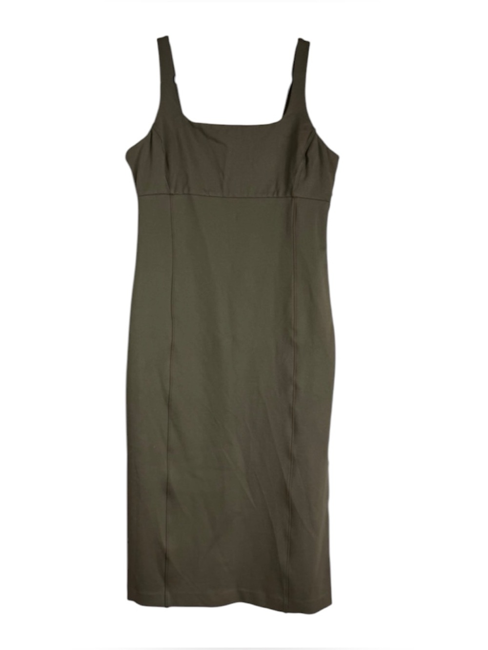Spanx shape Ponte Midi Tank Dress Sleek Olive Green size large L - Picture 6 of 9